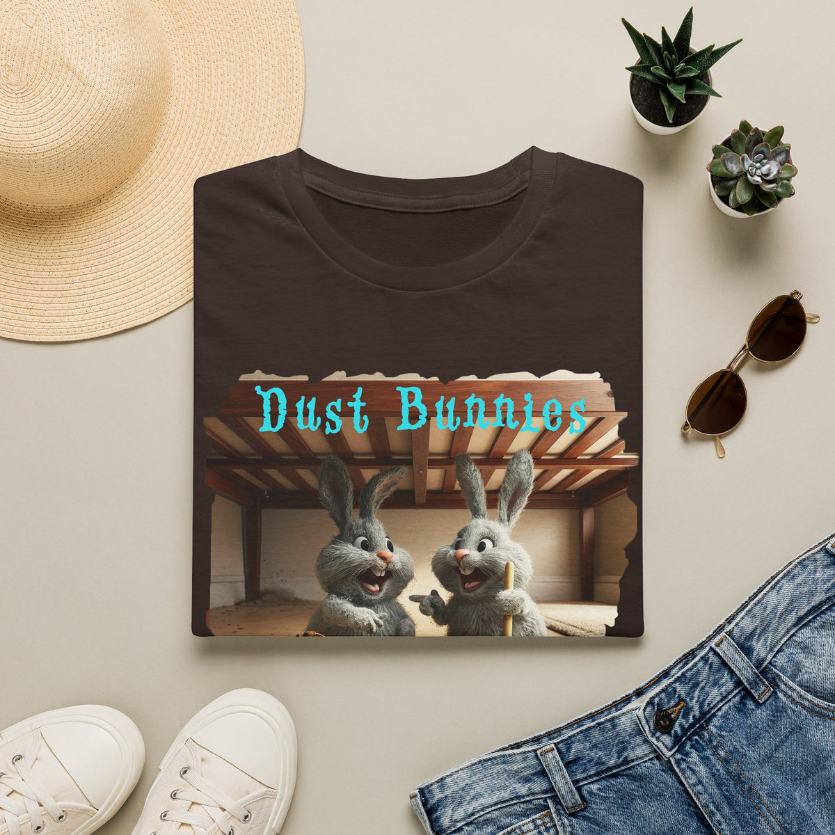 Dust Bunnies T-Shirt — Cute Bunny Cartoon Graphic Tee