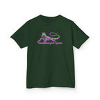 Kids Tee — Neon Green & Purple Iguana Graphic “Fluorescent Iguana”