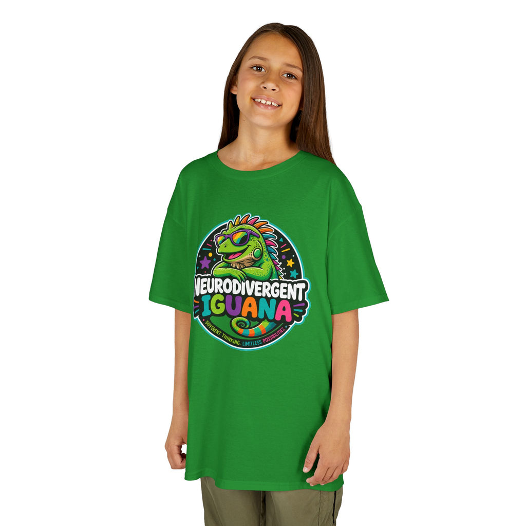 Kids T‑Shirt — "Neurodivergent Iguana" Colorful Pride Tee