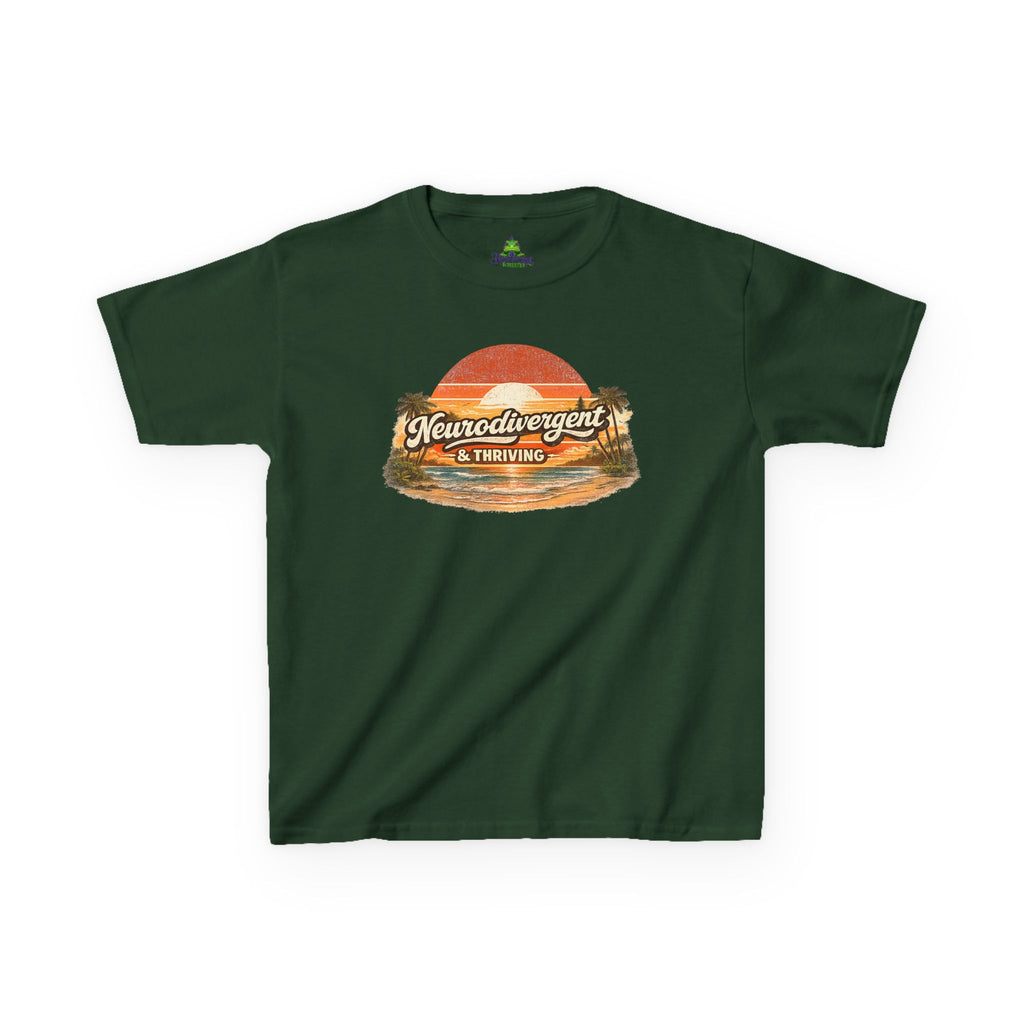 Kids T-Shirt — "Neurodivergent & Thriving" Retro Sunset Tee