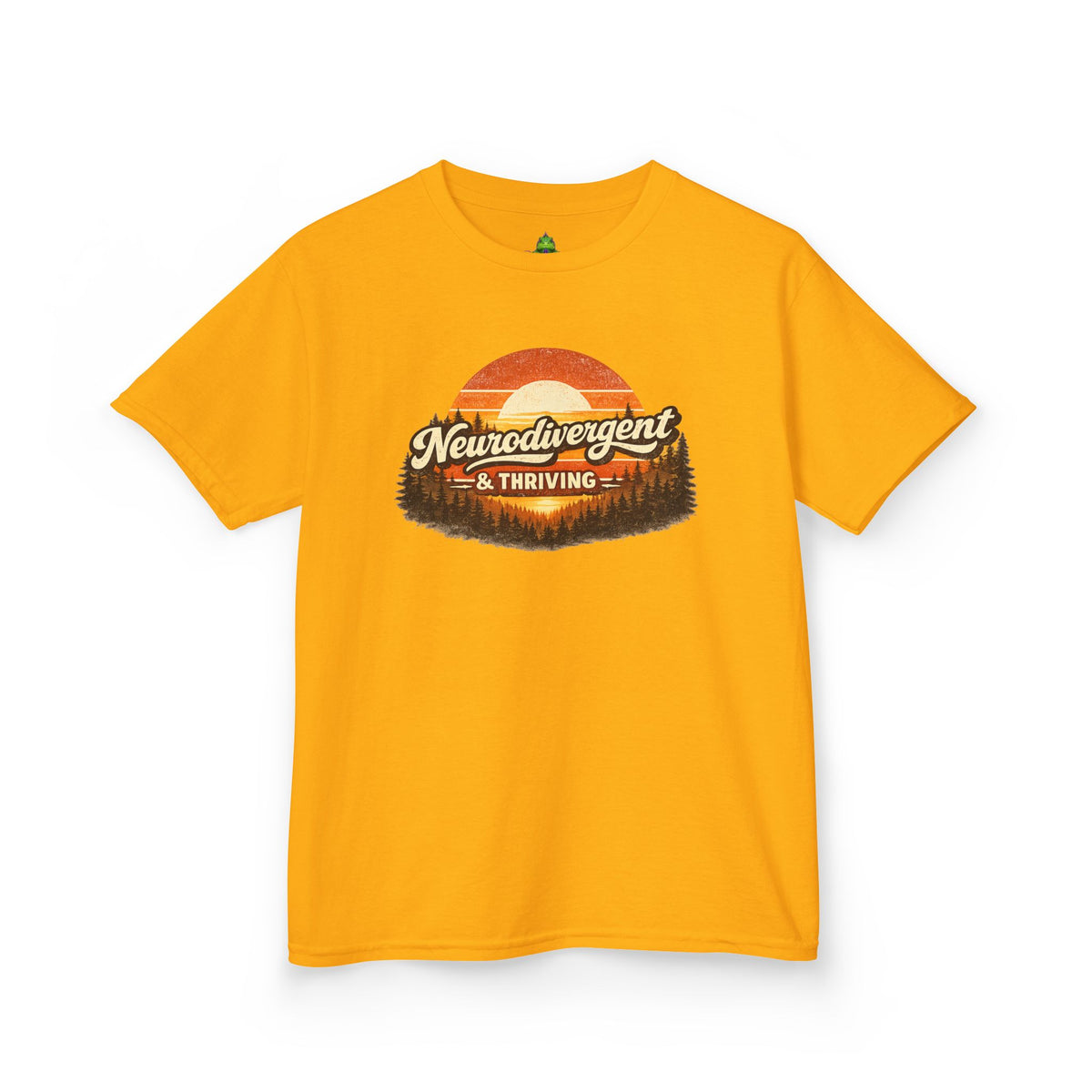 Kids T-Shirt — "Neurodivergent & Thriving" Retro Sunset Design