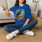 Raven Art T‑Shirt — Mystical Blue Crow Illustration Tee