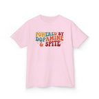 Kids T‑Shirt – "Powered by Dopamine & Spite" Retro Graphic Tee
