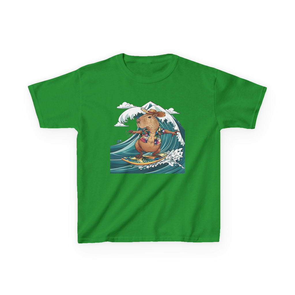 Kids Surfing Bear Graphic Tee — Cute Adventure Whale-Wave Design