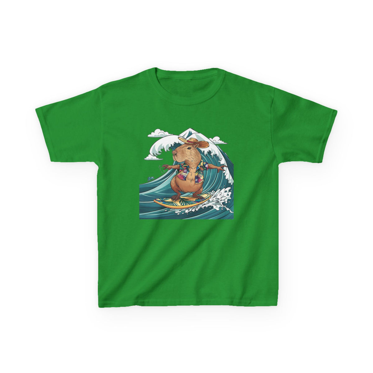 Kids Surfing Bear Graphic Tee — Cute Adventure Whale-Wave Design