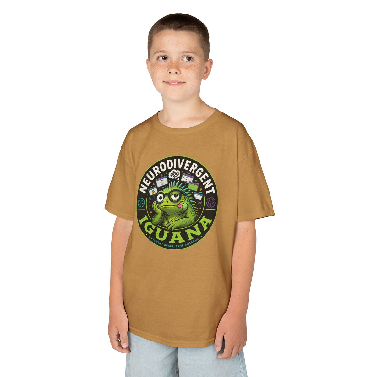 Kids T‑Shirt — "Neurodivergent Iguana" Graphic Tee
