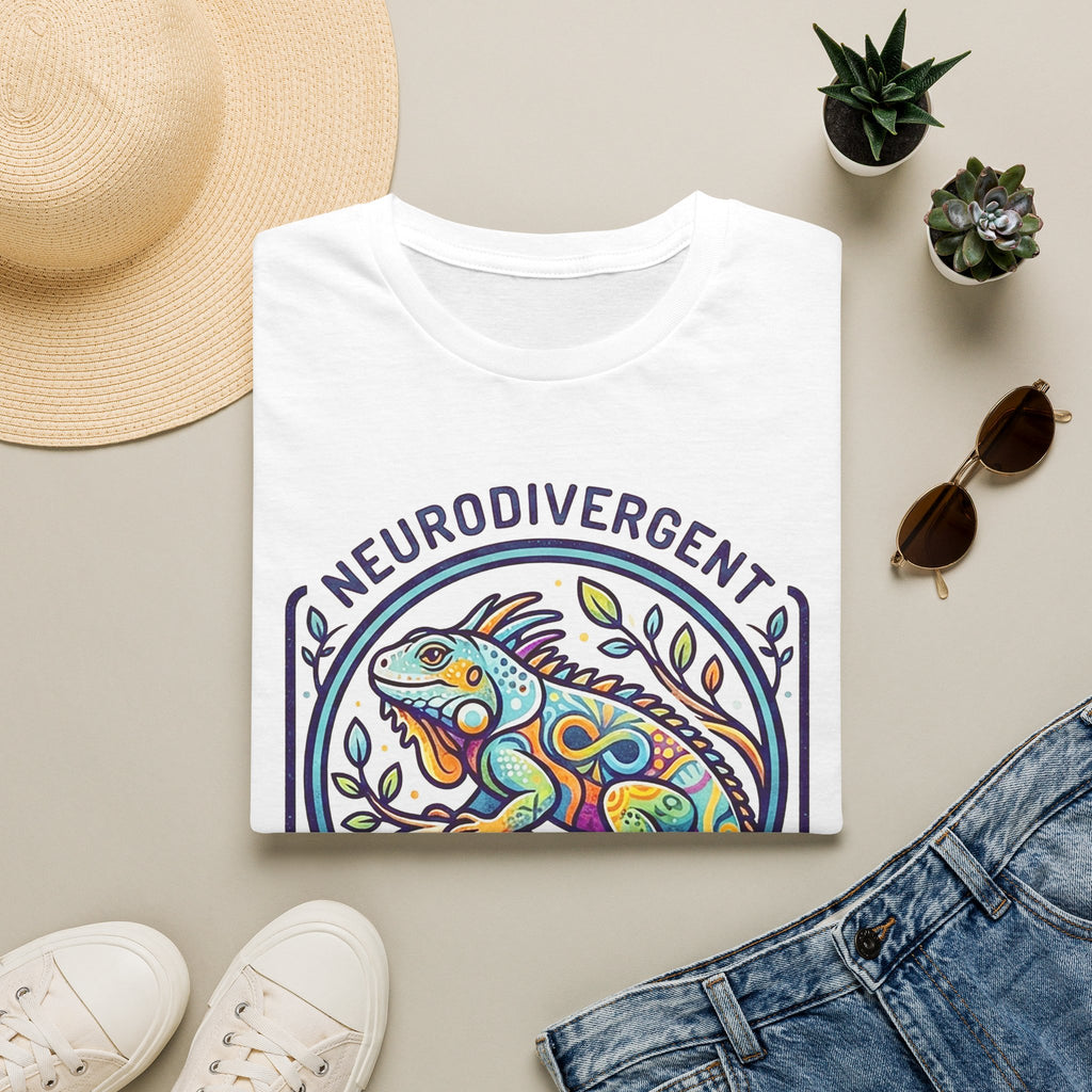Neurodivergent Iguana T-Shirt — Colorful Pride Design for Neurodiversity Awareness