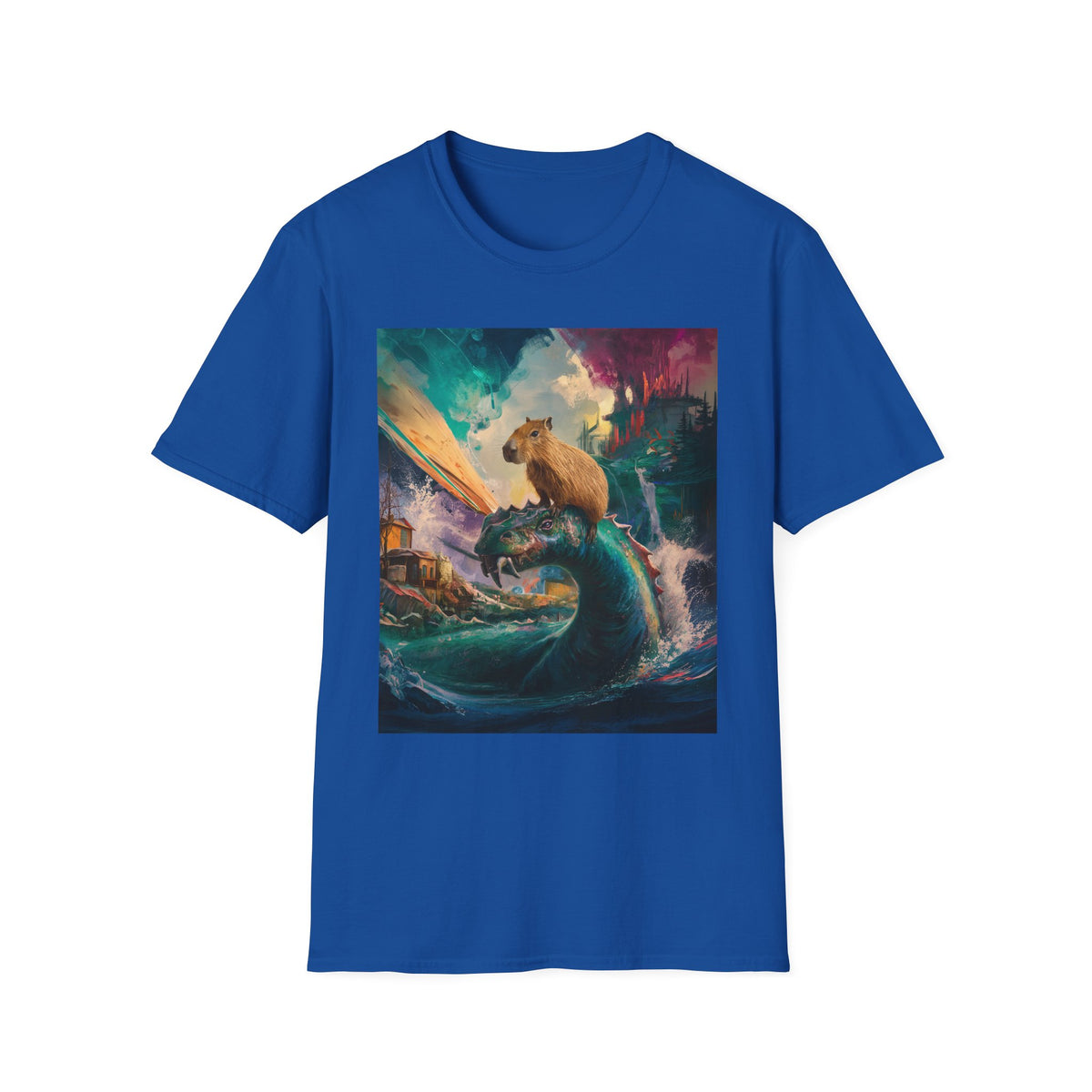 Surreal Capybara Wave T-Shirt — Colorful Fantasy Animal Tee