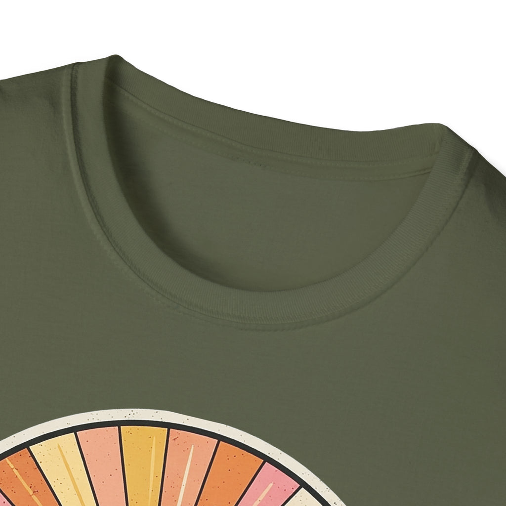 Sunrise Jungle T-Shirt — Retro Tropical Sunset Graphic Tee