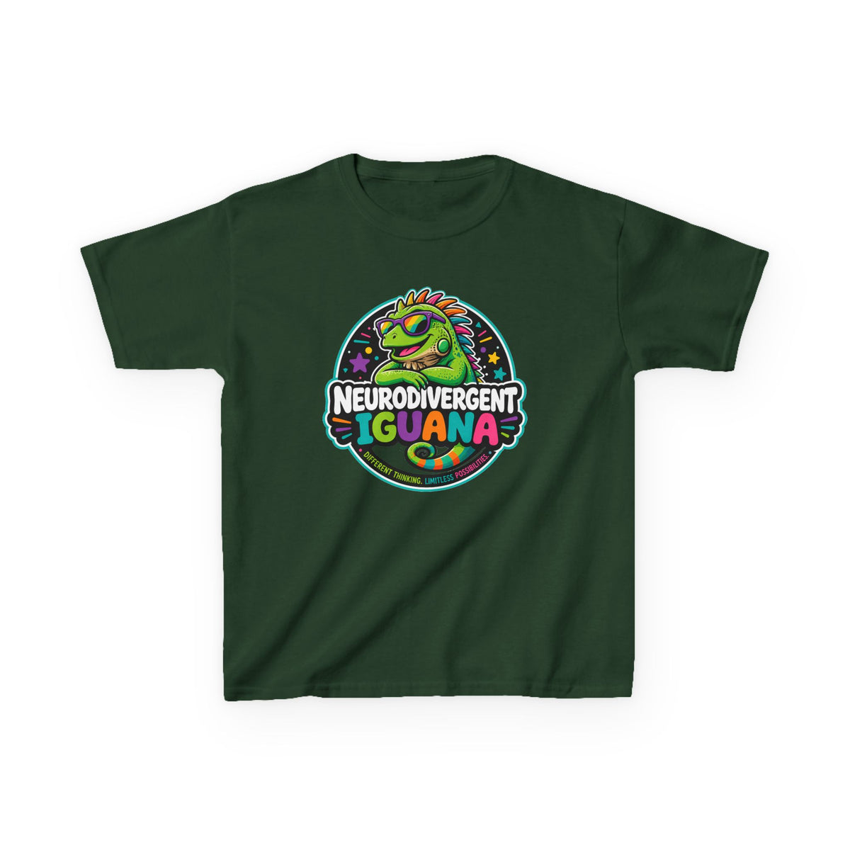 Kids T‑Shirt — "Neurodivergent Iguana" Colorful Pride Tee