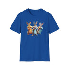 Funny Cartoon Bunnies T-Shirt — Three Playful Rabbits Graphic Tee