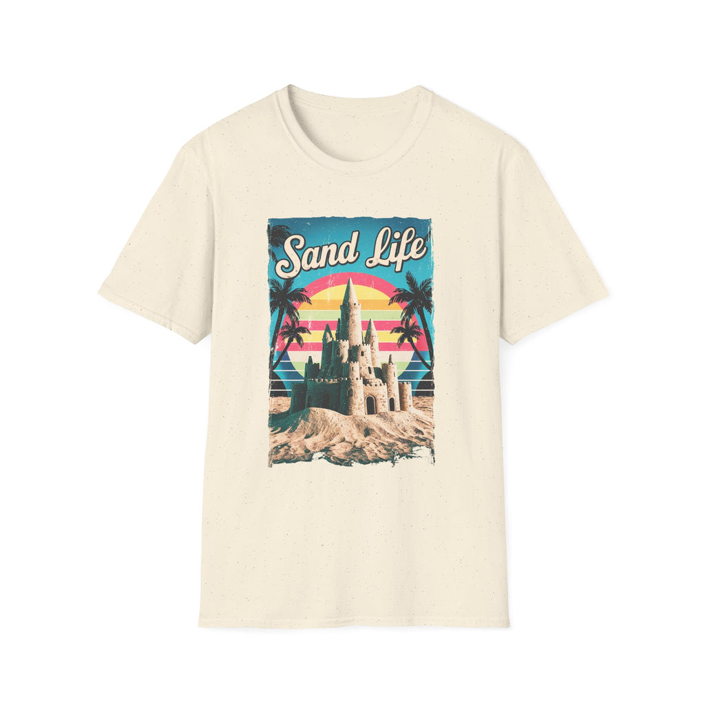 Sand Life Vintage Beach T-Shirt — Retro Sunset Sandcastle Graphic