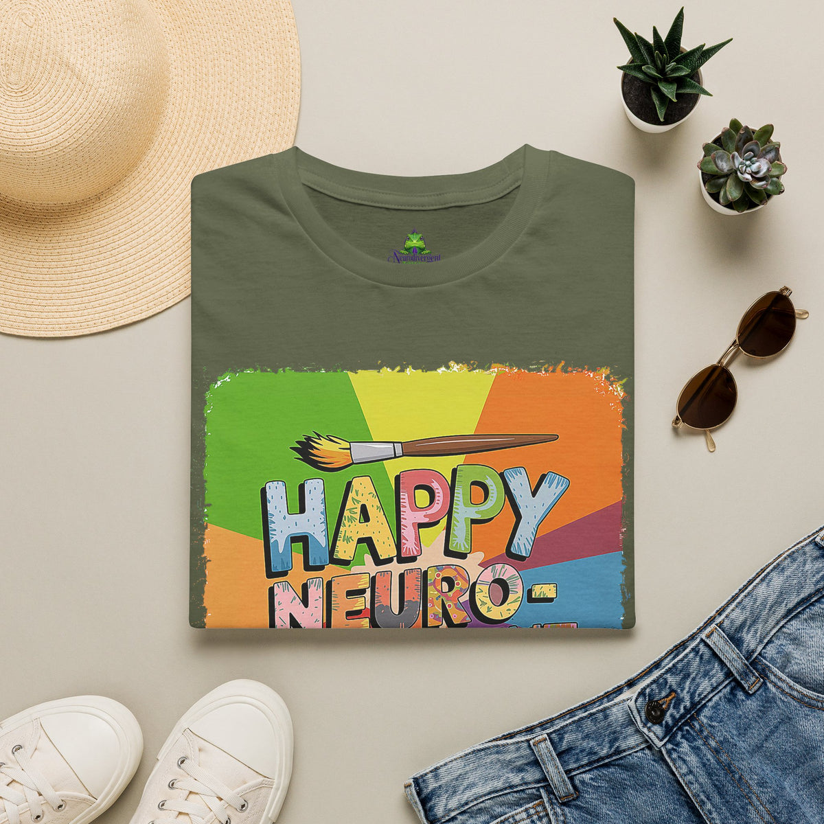 Happy Neurodivergent T-Shirt — Colorful Pride Art Tee