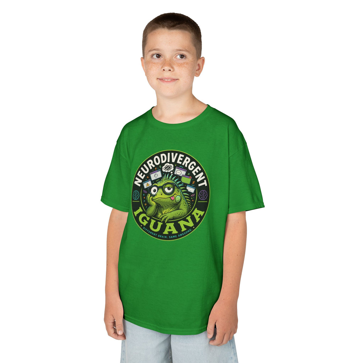 Kids T‑Shirt — "Neurodivergent Iguana" Graphic Tee