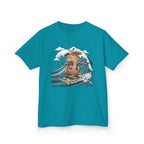 Kids Surfing Bear Graphic Tee — Cute Adventure Whale-Wave Design