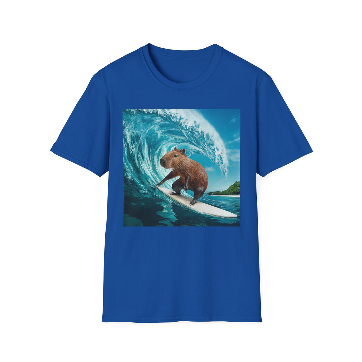 Surfing Capybara T-Shirt — Cute Animal Wave Graphic Tee