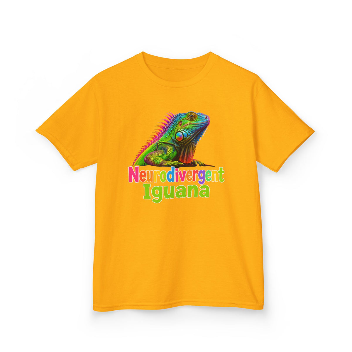 Kids T‑Shirt — Colorful "Neurodivergent Iguana" Graphic Tee