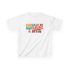 Kids T‑Shirt – "Powered by Dopamine & Spite" Retro Graphic Tee