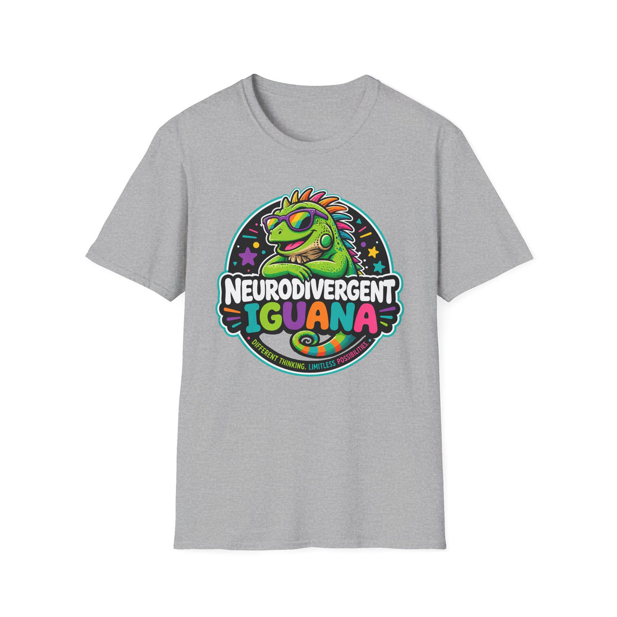 Neurodivergent Iguana T-Shirt — Colorful Pride Graphic Tee