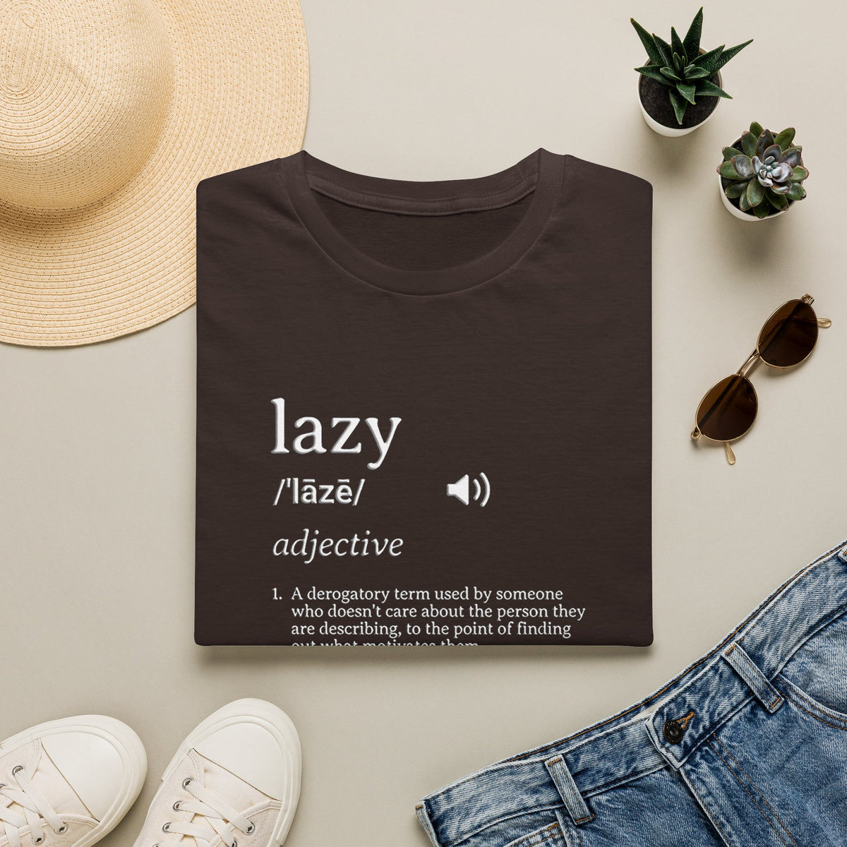 Lazy Definition T-Shirt — Funny Minimalist Typography Tee for Relaxed Lifestyle