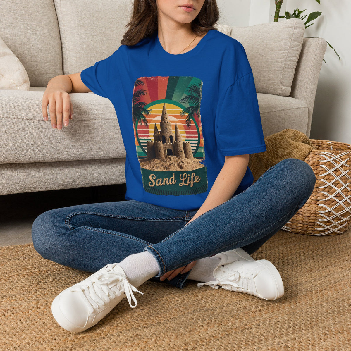 Sand Life T-Shirt — Retro Palm Tree Sandcastle Beach Tee