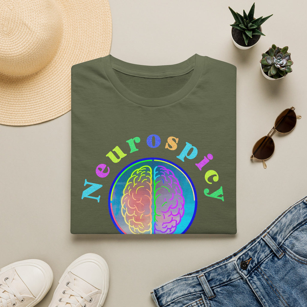 Neurospicy Rainbow Brain T‑Shirt — Colorful Science Apparel