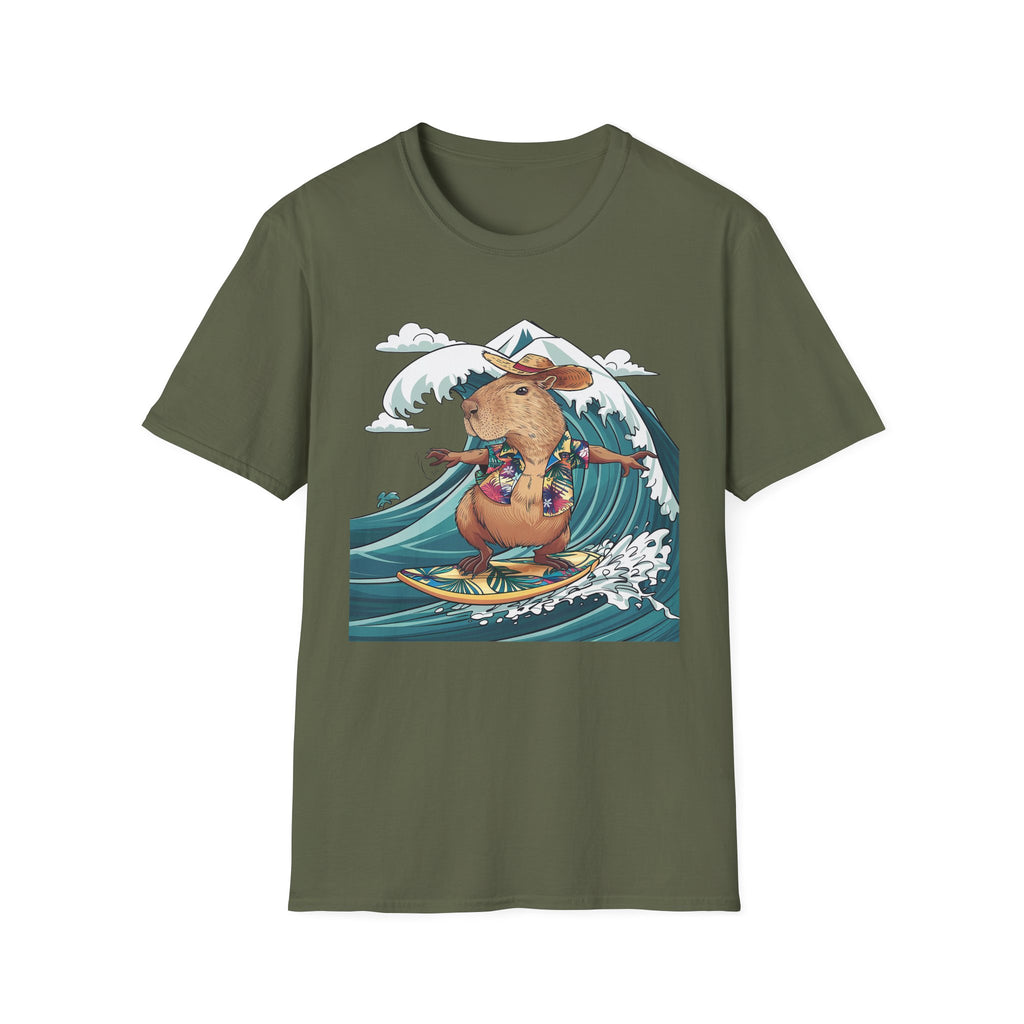 Capybara Surfing T-Shirt — Tropical Hawaiian Capybara Graphic Tee