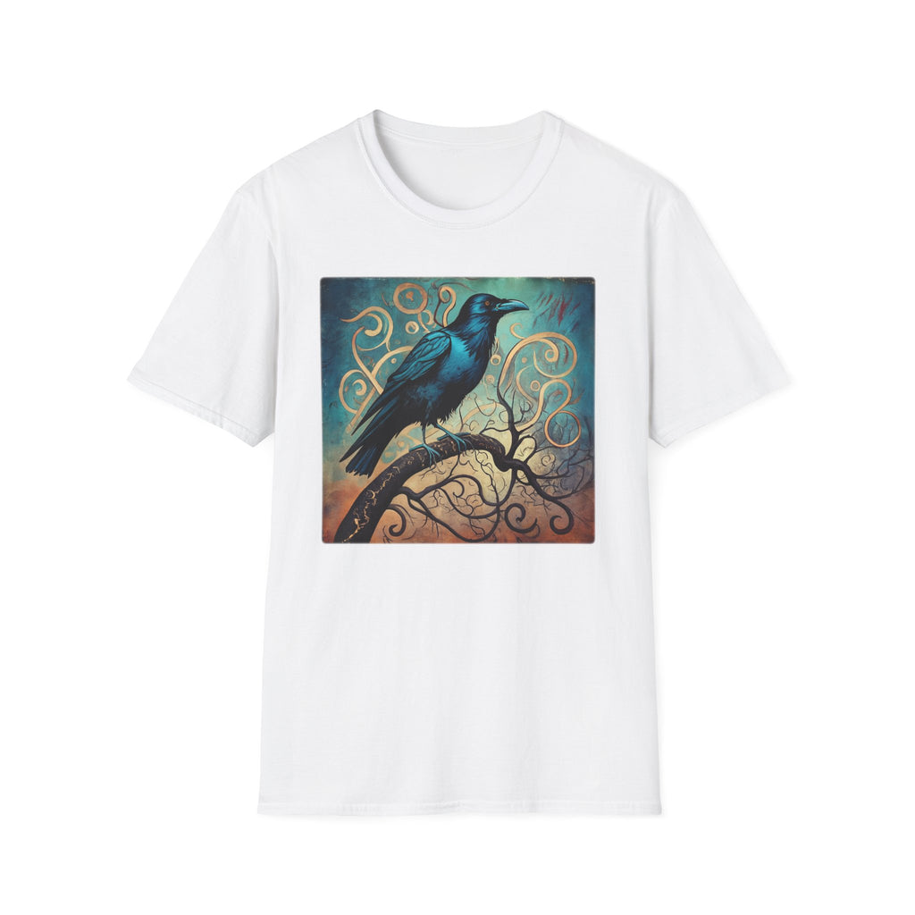 Raven Art T‑Shirt — Mystical Blue Crow Illustration Tee
