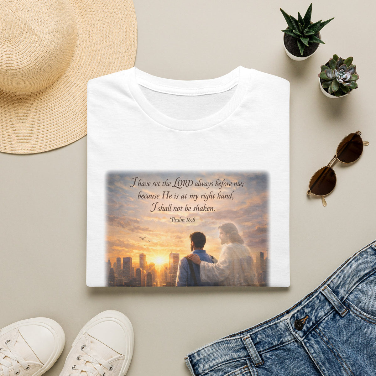 Christian Faith T-Shirt — Psalm 16:8 "I Have Set the LORD Always Before Me" Inspirational Tee