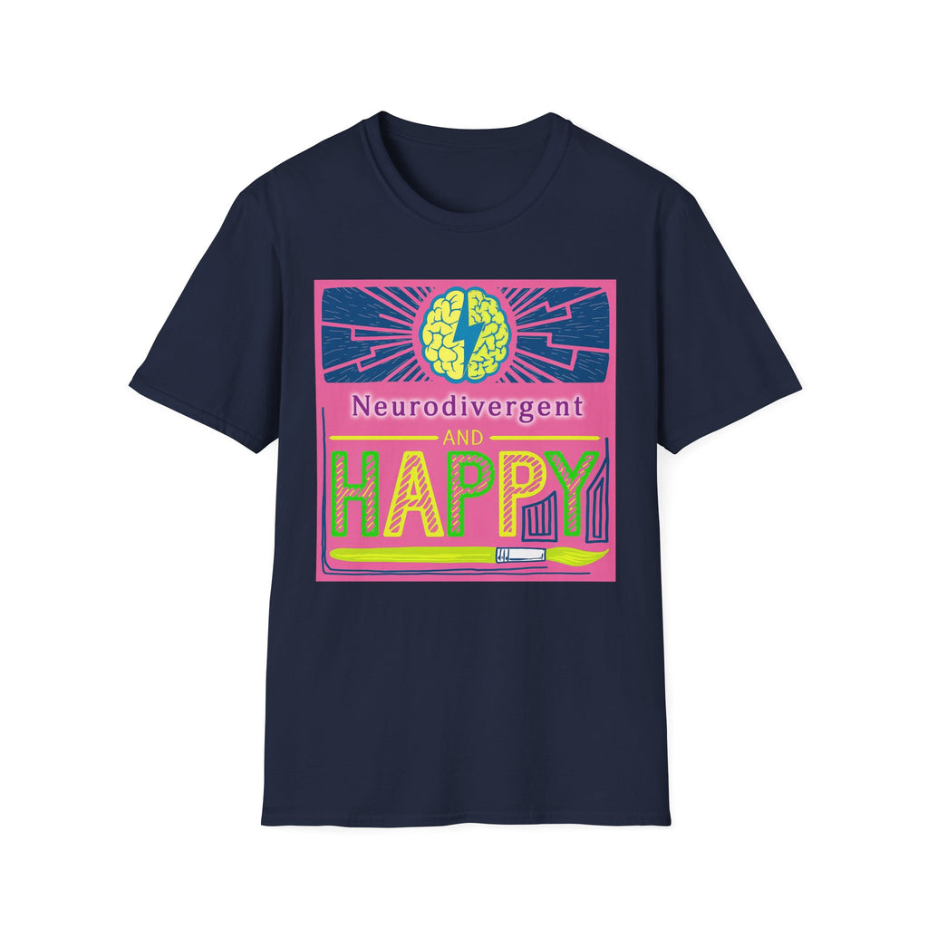 Neurodivergent and Happy T-Shirt — Bright Retro Pride Tee for Neurodiversity Awareness