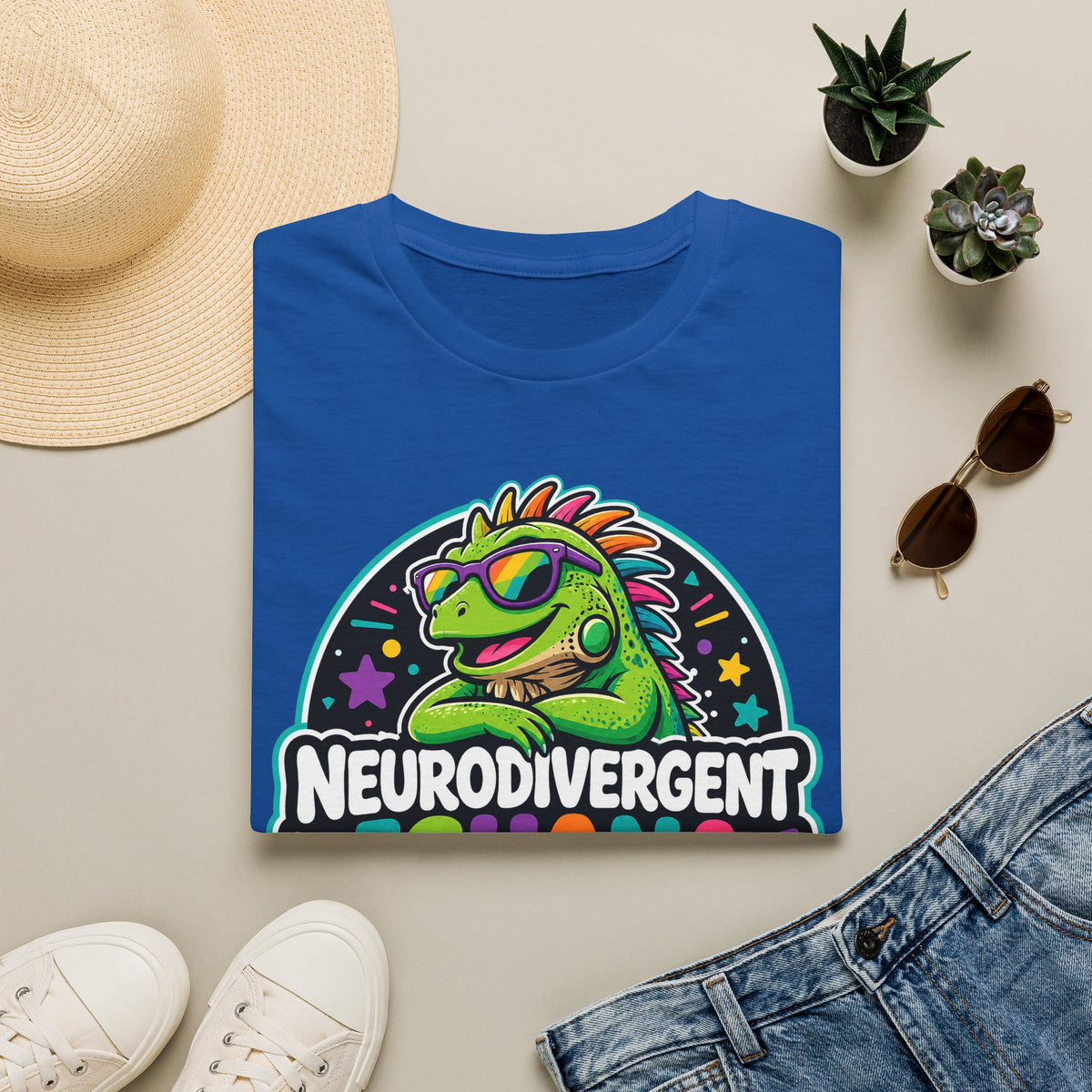 Neurodivergent Iguana T-Shirt — Colorful Pride Graphic Tee