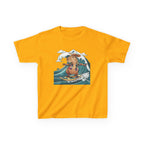 Kids Surfing Bear Graphic Tee — Cute Adventure Whale-Wave Design