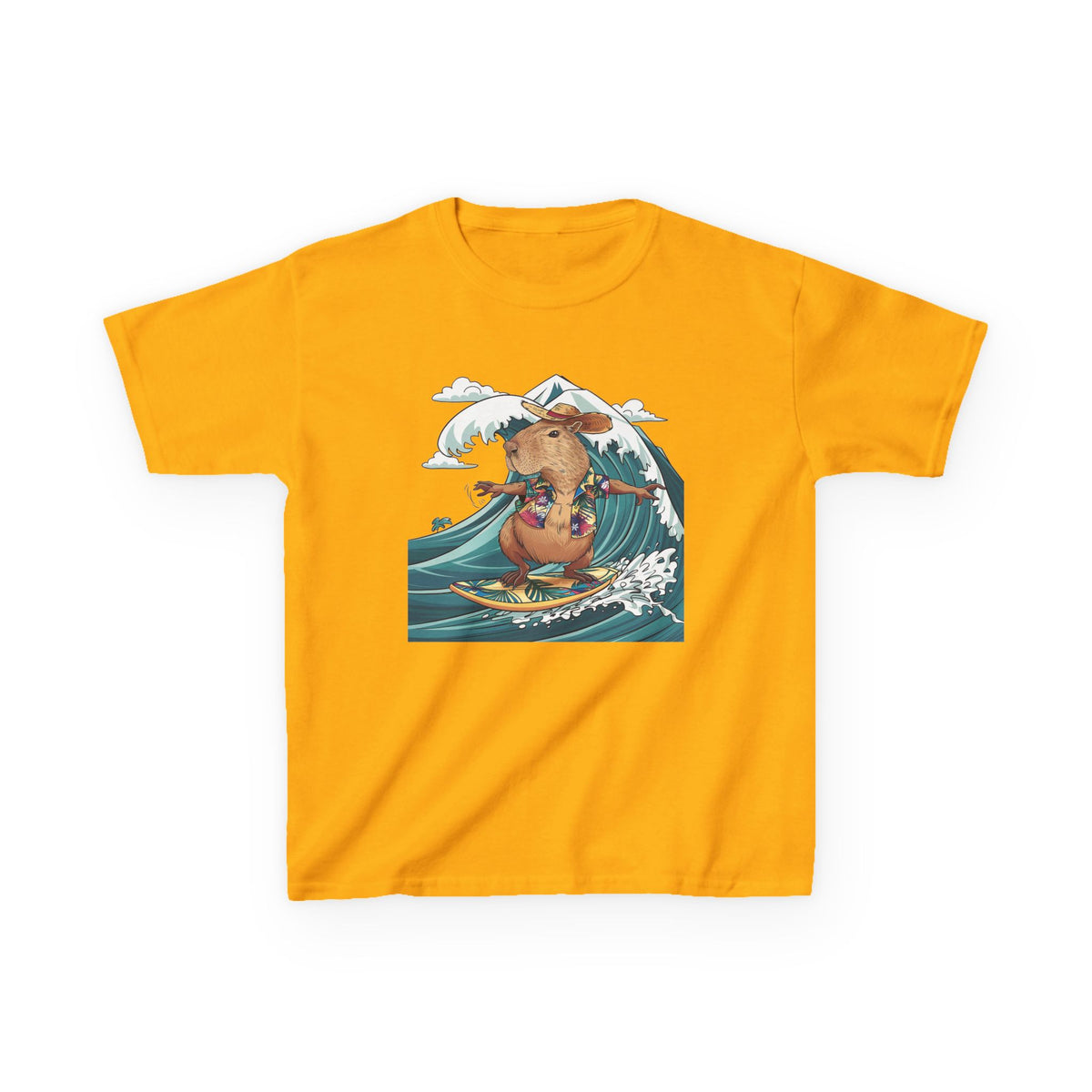 Kids Surfing Bear Graphic Tee — Cute Adventure Whale-Wave Design