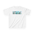Kids Surfing Waves Tee — Triple Wave Surfboard Graphic Kids T‑Shirt