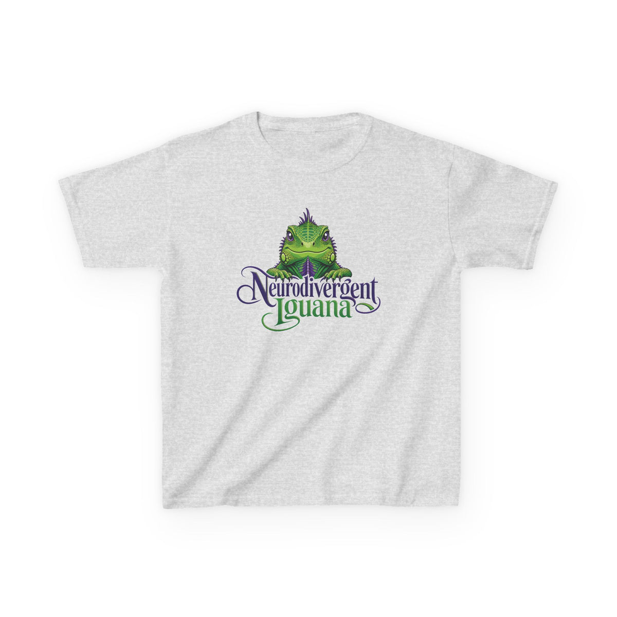 Kids T‑Shirt — “Neurodivergent Iguana” Cute Green Lizard Graphic Tee for Autism Pride & Awareness