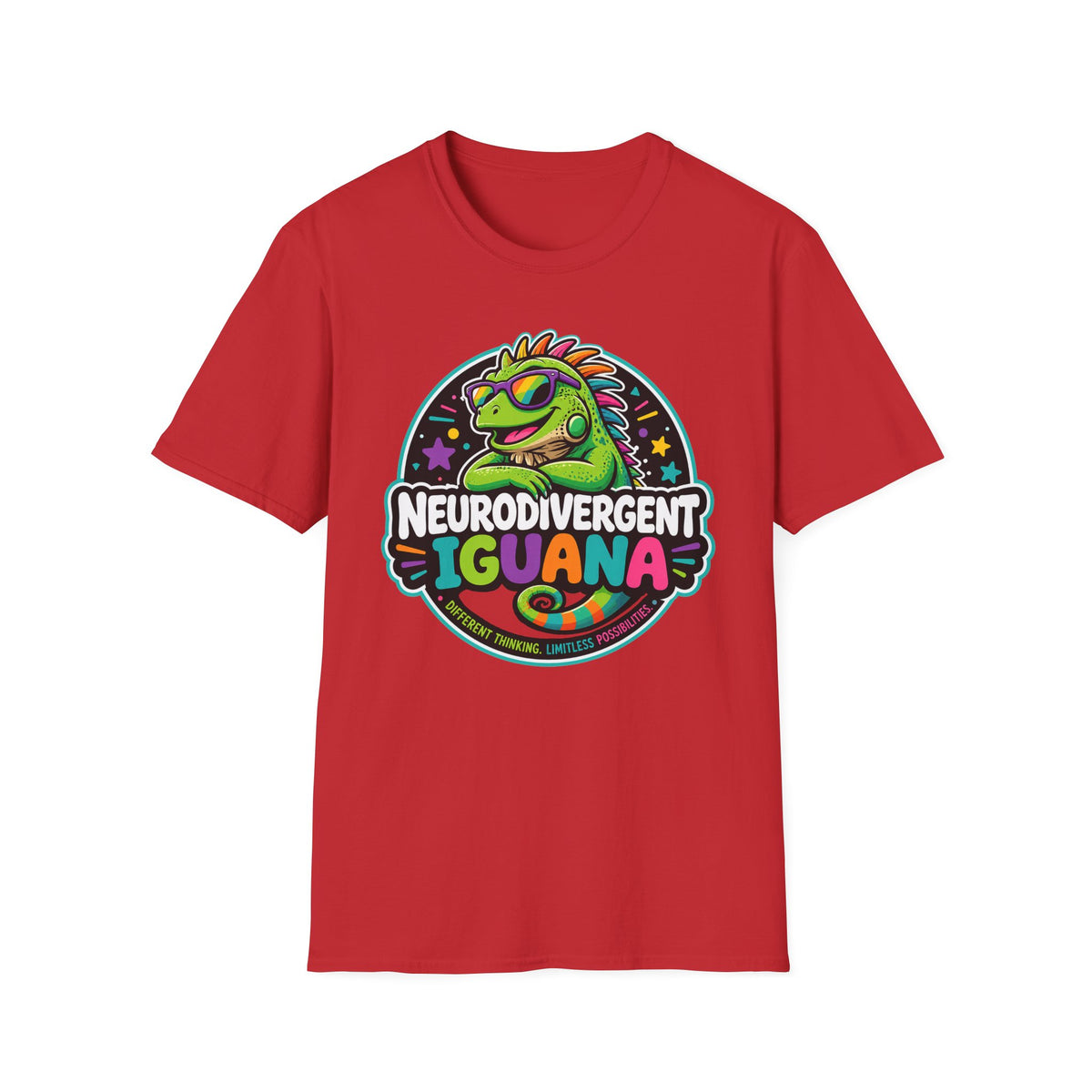 Neurodivergent Iguana T-Shirt — Colorful Pride Graphic Tee