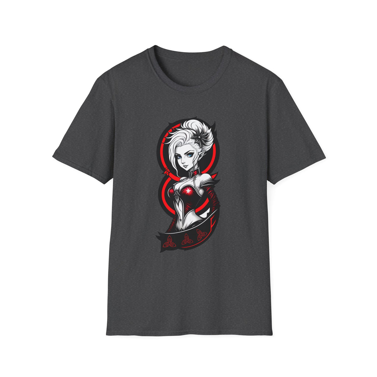 Vampy Gothic Girl Graphic Tee – Dark Anime Skull Design