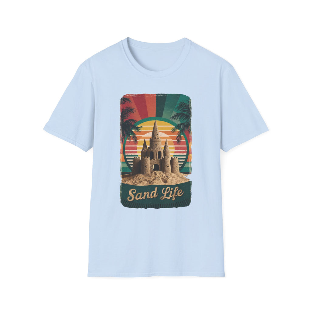 Sand Life T-Shirt — Retro Palm Tree Sandcastle Beach Tee