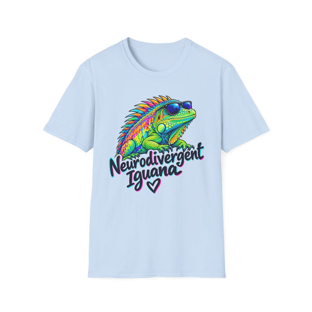 Neurodivergent Iguana T-Shirt – Colorful Pride Lizard Tee for Neurodiversity Awareness