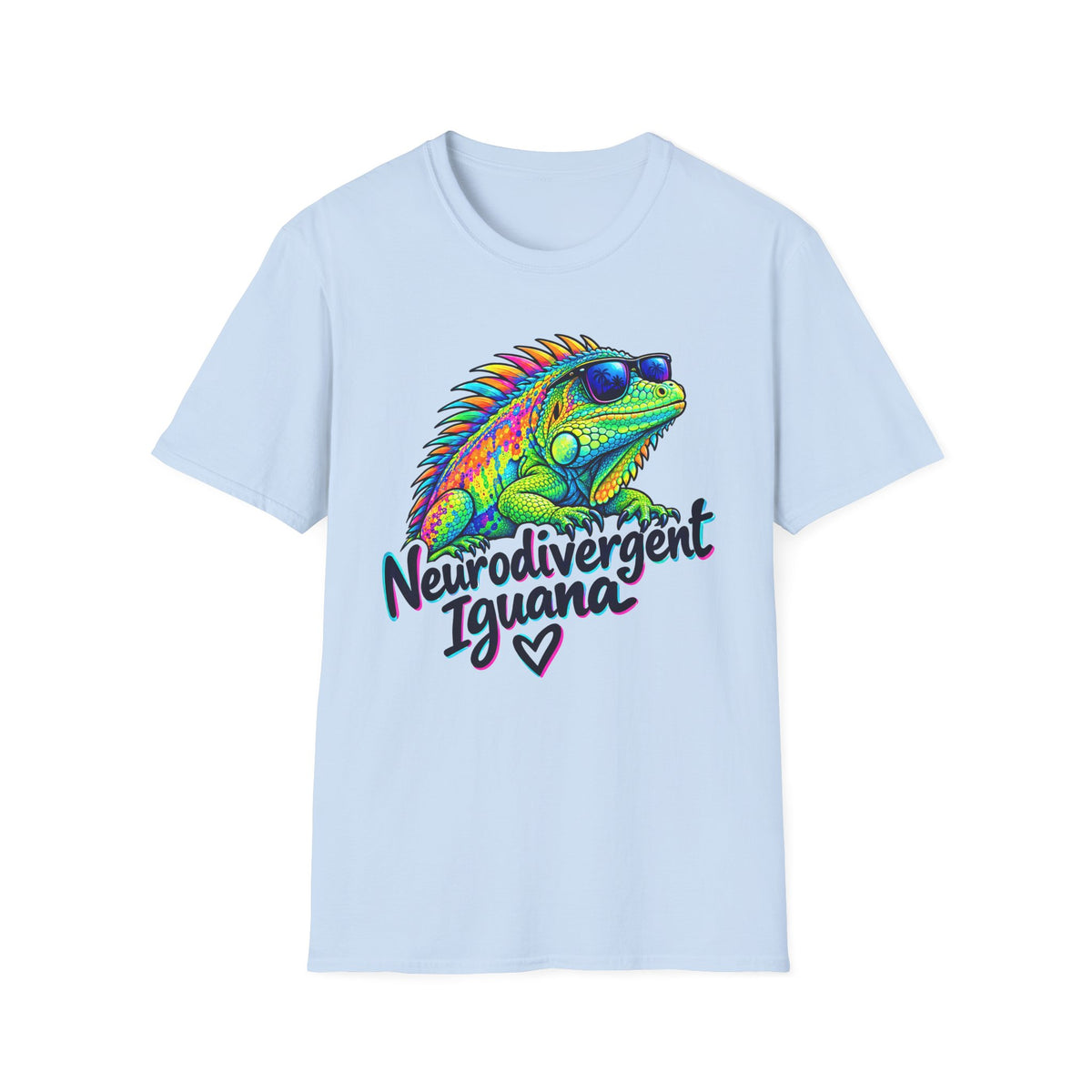 Neurodivergent Iguana T-Shirt – Colorful Pride Lizard Tee for Neurodiversity Awareness