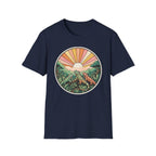 Sunrise Jungle T-Shirt — Retro Tropical Sunset Graphic Tee