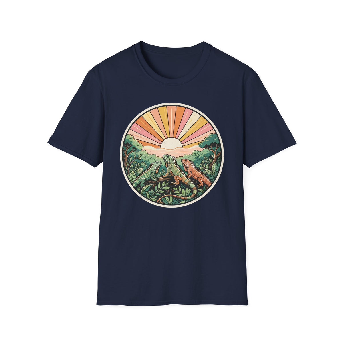 Sunrise Jungle T-Shirt — Retro Tropical Sunset Graphic Tee