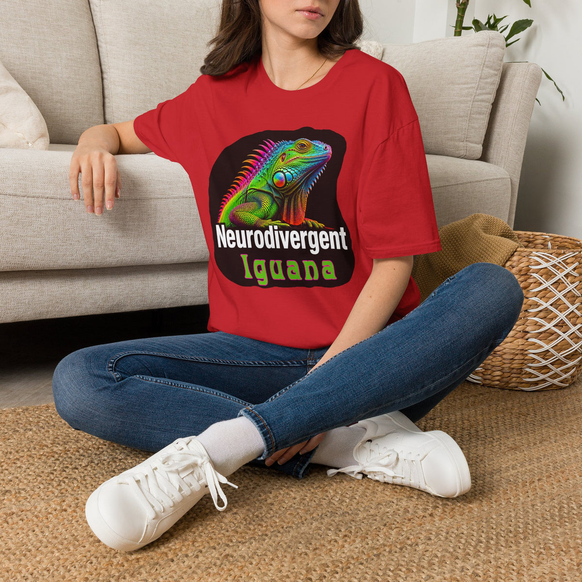 Neurodivergent Iguana T-Shirt — Colorful Rainbow Iguana Tee