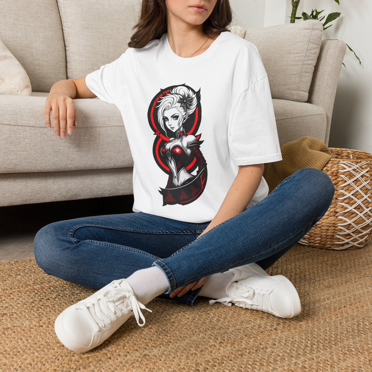 Vampy Gothic Girl Graphic Tee – Dark Anime Skull Design