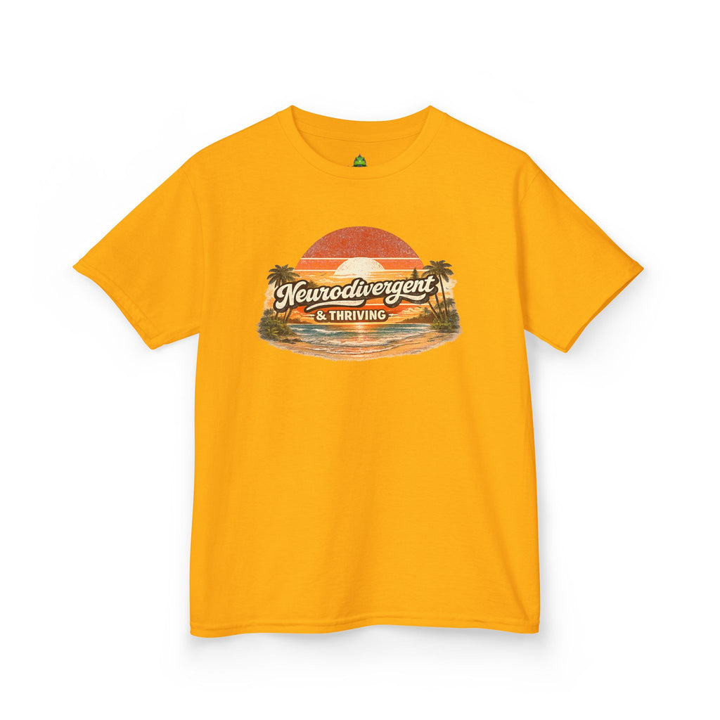 Kids T-Shirt — "Neurodivergent & Thriving" Retro Sunset Tee