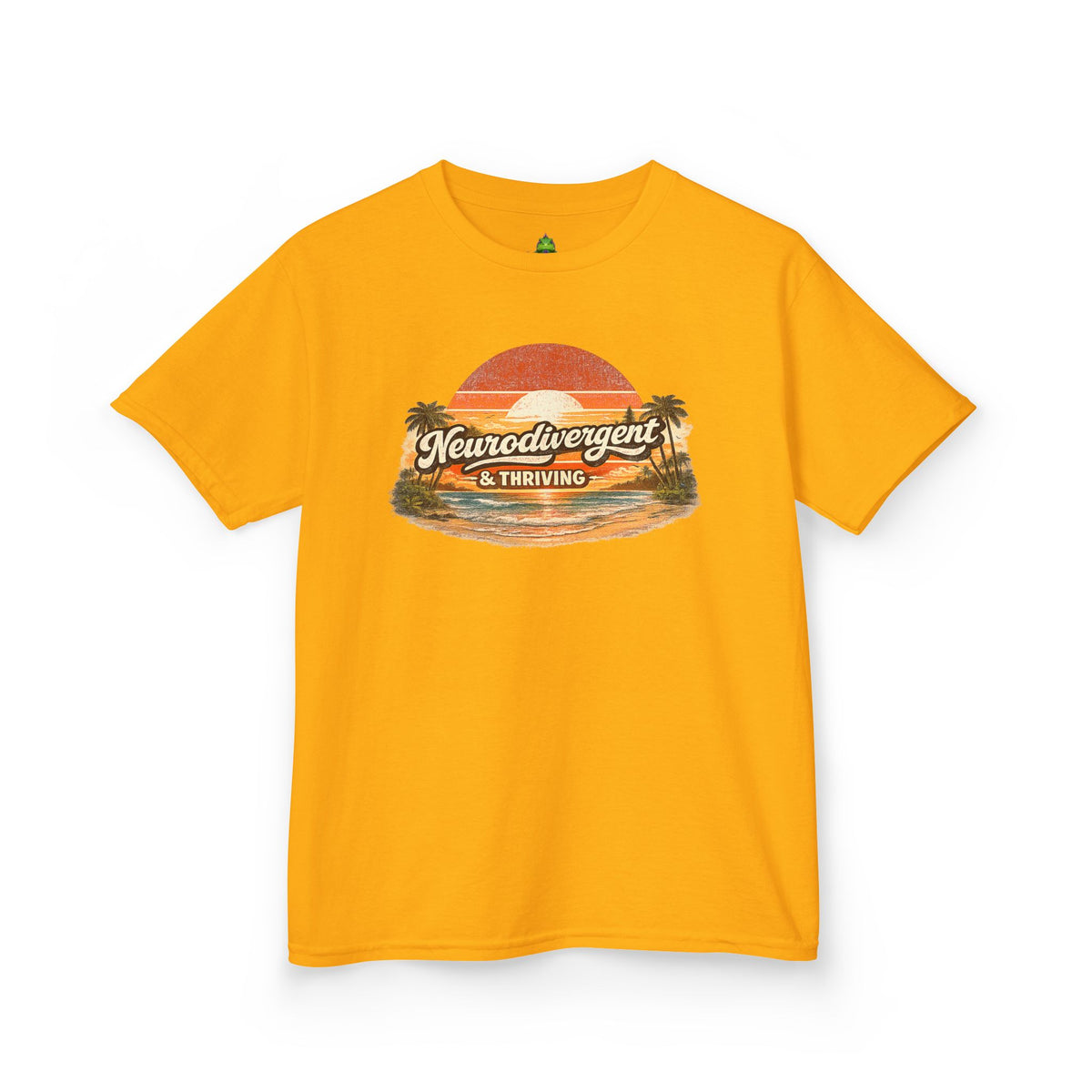 Kids T-Shirt — "Neurodivergent & Thriving" Retro Sunset Tee