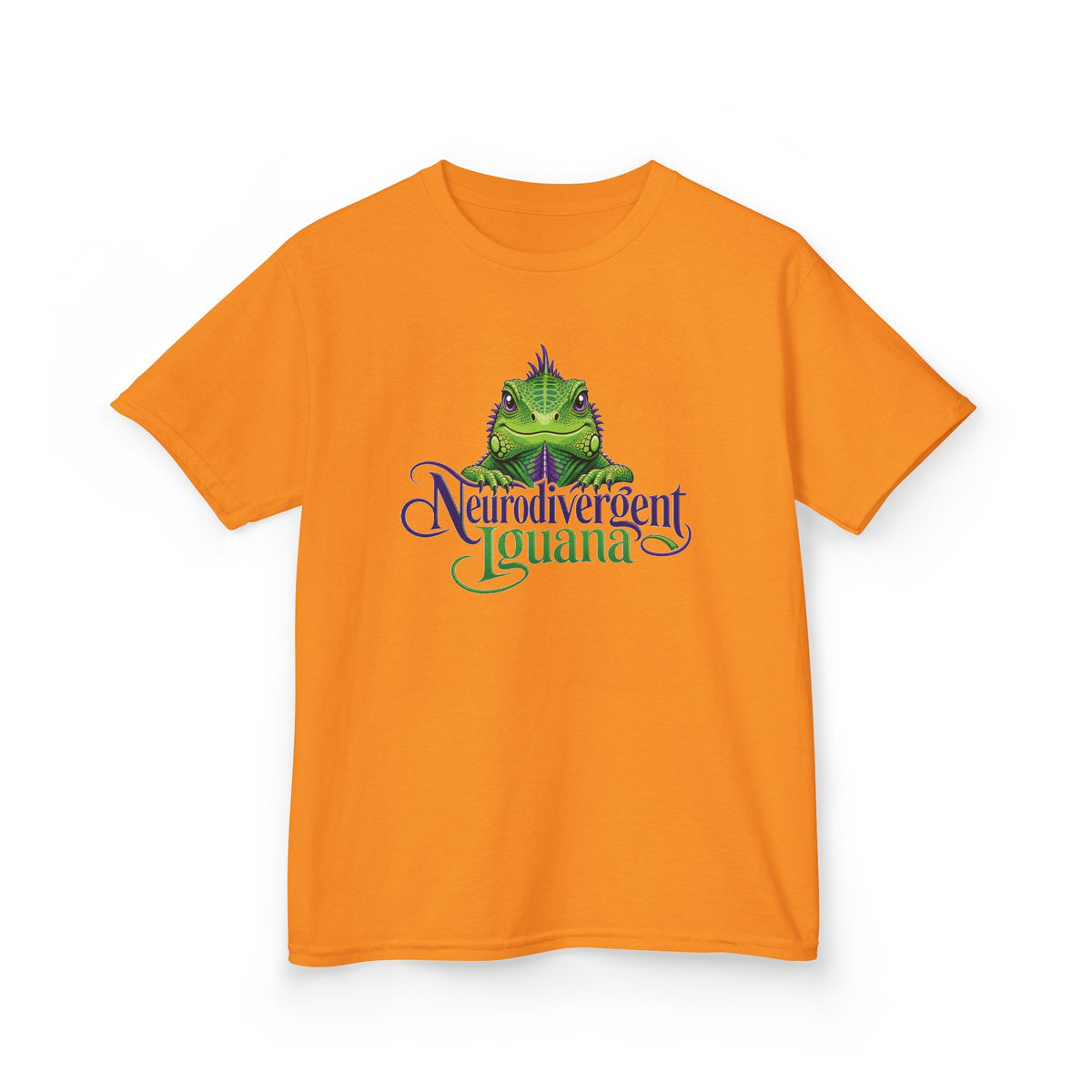 Kids T‑Shirt — “Neurodivergent Iguana” Cute Green Lizard Graphic Tee for Autism Pride & Awareness