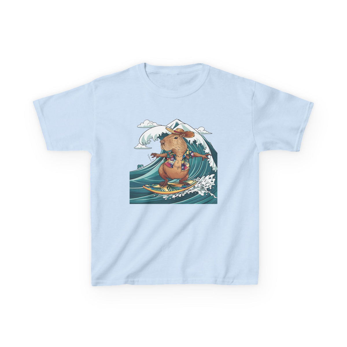 Kids Surfing Bear Graphic Tee — Cute Adventure Whale-Wave Design