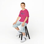 Kids Tee — Neon Green & Purple Iguana Graphic “Fluorescent Iguana”