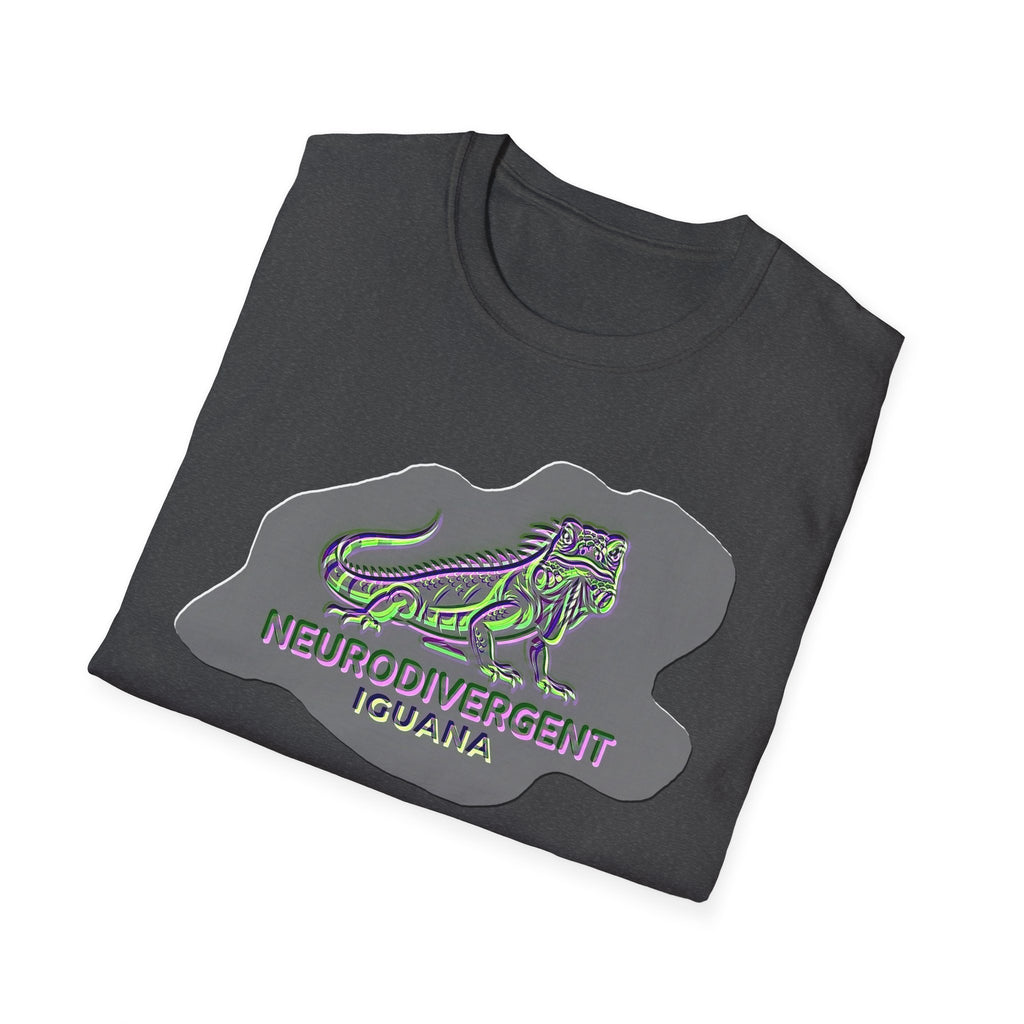 Neurodivergent Iguana Graphic T‑Shirt — Pride-Lit Earthtone Design